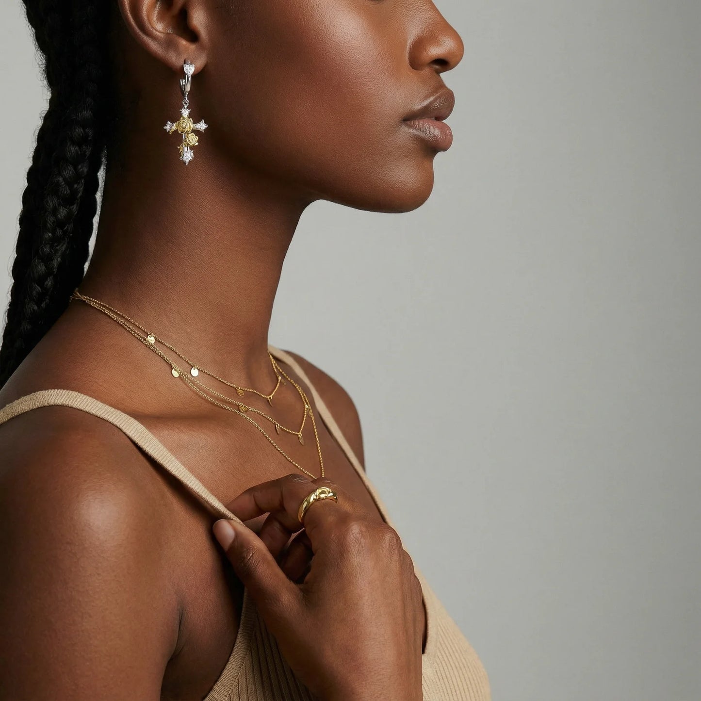 Divine Rose Cross Earrings