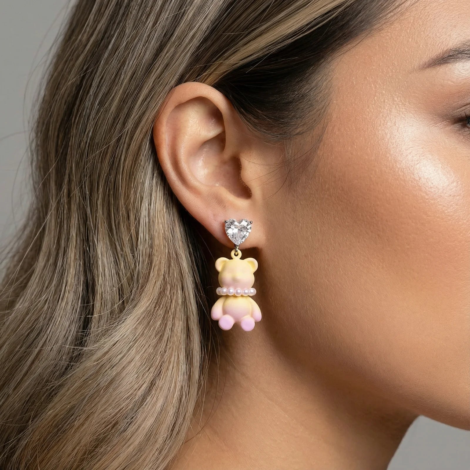 Kawaii Bear Heart Earrings